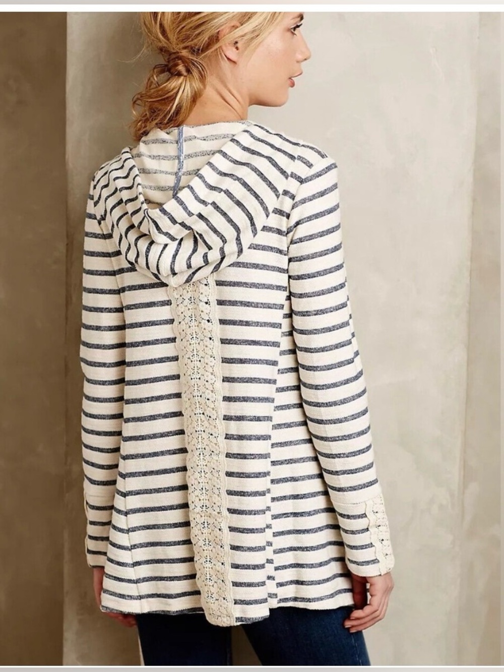 Anthropologie Saturday Sunday Lace Striped Cardigan